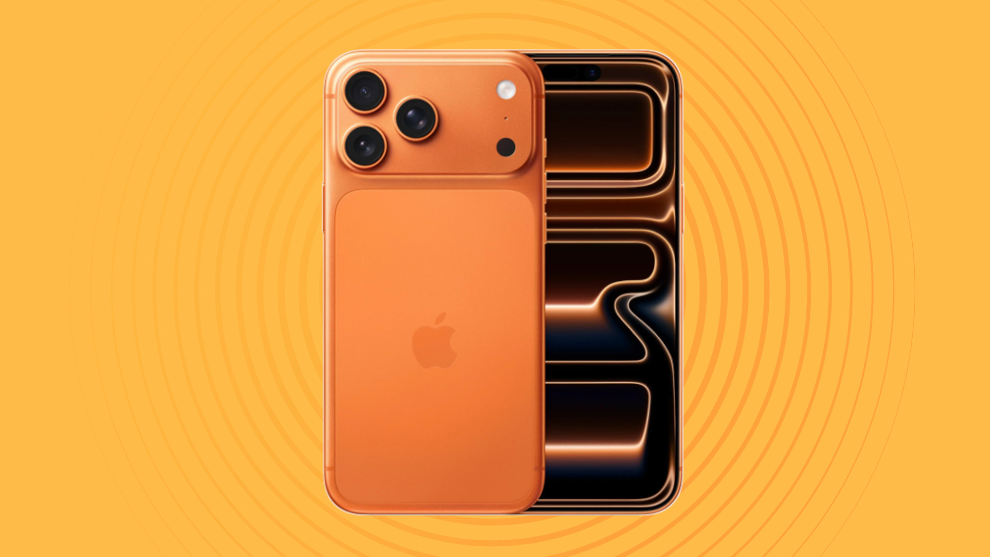 Apple iPhone 17 Pro on orange background